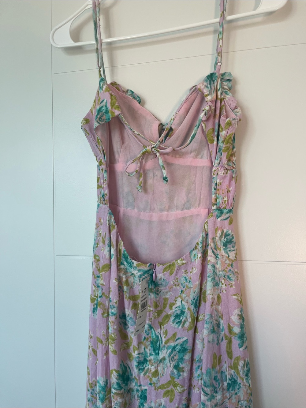 ASTR Floral Pink Maxi Slip Dress with Green Blue Accents - Picture 5 of 6